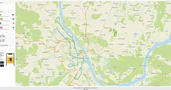 Интерактивная карта с движущимися автобусами в Ярославле на сайте bus.yarobltrans.ru